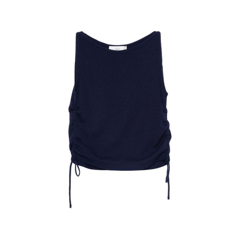 DUNST Ribbed Knit Sleeveless Top with Side Drawstrings Women BLUE T-Shirts &